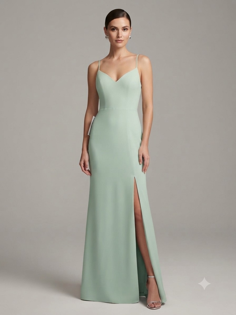 Azazie Mint Green Spaghetti-Strap Maxi Gown